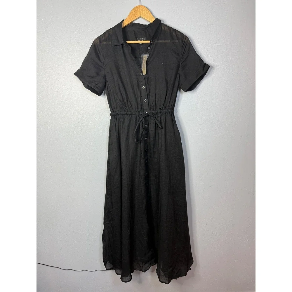 J.Crew‎ Cerise shirtdress in ramie Black Size 6P NWT